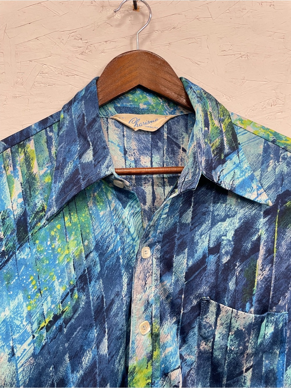 Vintage 1970s "Charisma by Townline" Dagger Collar Disco Shirt, Size L